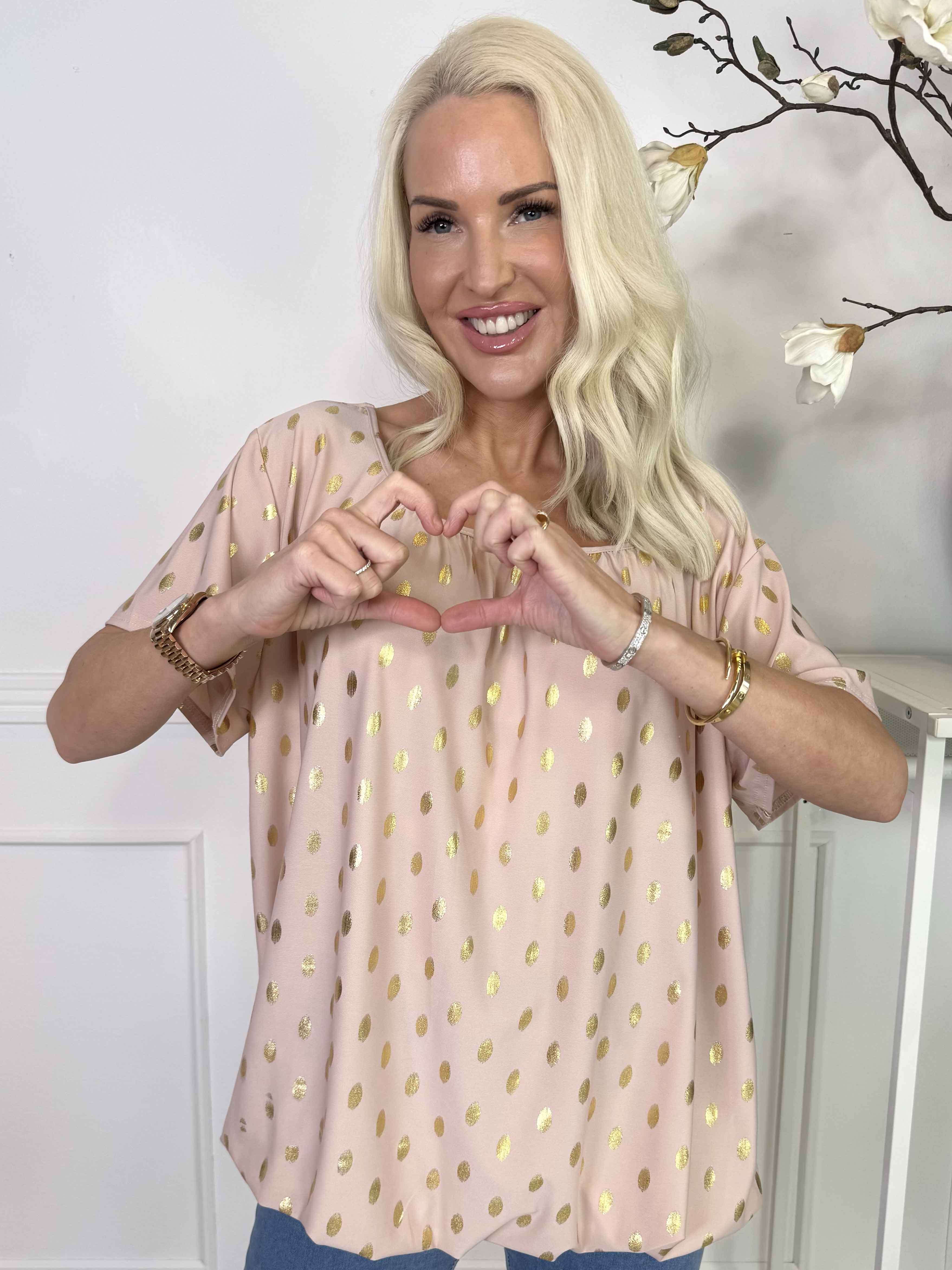 Miracle Dot T-shirt - Elastisk blus med guldprickar på